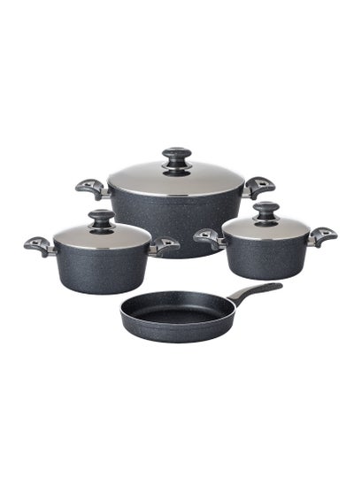 Buy 7 Pieces Narki Granite Cookware Set Grey in Saudi Arabia