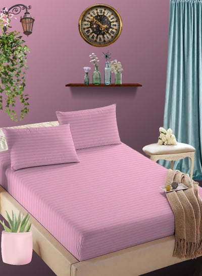 Buy Faded Pink Extra Deep Pocket Bed Sheet Cotton 3 Piece Sheet Set 200x200+25cm in UAE