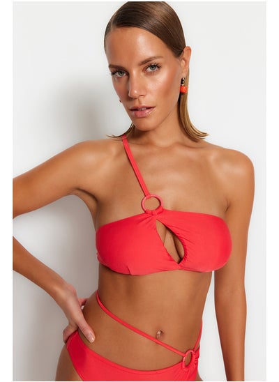 Buy Red One Shoulder Cut Out/Window Bikini Top TBESS23BU00135 in Egypt