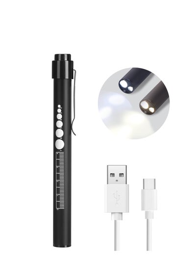 اشتري Rechargeable Pen Light with Pupil Gauge LED Penlights for Nurses Doctors, Warm/White Light, USB Rechargeable Medical Penlight Gifts for Nurses Nursing Student (Black) في السعودية