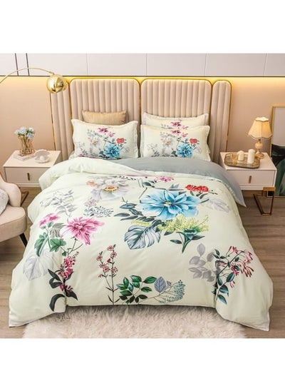 Buy Extra Soft Easy Fit King Size Bedsheet, Beautiful Color, Duvet Cover Set Printed 6 Pcs Bedding Set Includes 1 King Duvet Cover 220x240cm, 1 Fitted Sheet 200x200+25cm, 4 Pillowcases 50x75cm in UAE