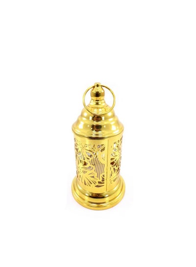 Buy Golden Glow Metal Lantern With LED 9.6x17cm of Elegant Radiance in UAE