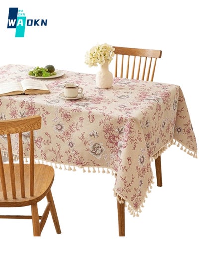 Buy Rectangular Tablecloth, Rustic Floral Fabric Top, Waterproof and Dustproof Table Protection, Table Top Decoration for Kitchen, Dining Room, Indoor and Outdoor (140 x 180CM) in Saudi Arabia