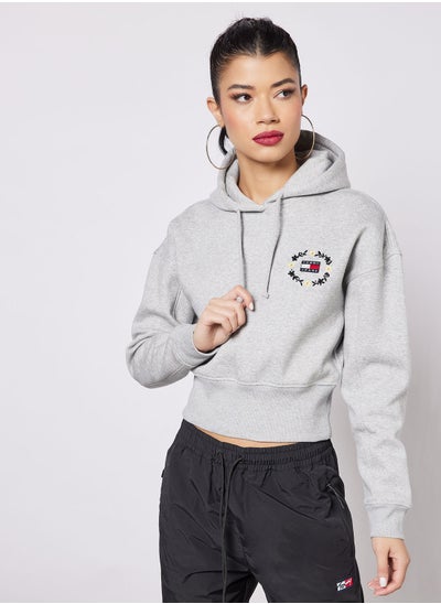 Buy Floral Embroidery Badge Hoodie in UAE