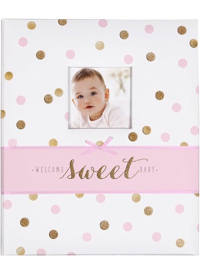 Buy B2 14075 White Pink And Gold Polka Dot Baby Memory Book For Girls 60 Pages in Saudi Arabia