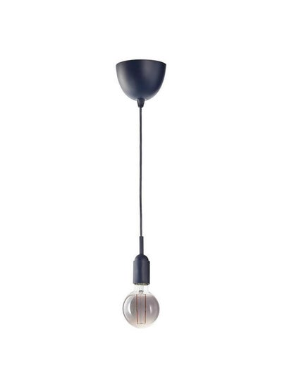 Buy Pendant Lamp With Light Bulb Dark Blue Grey Clear Glass 95 Mm in Saudi Arabia