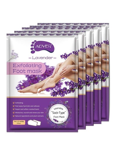 Buy Pack of 5 Lavender Exfoliating Foot Mask in UAE