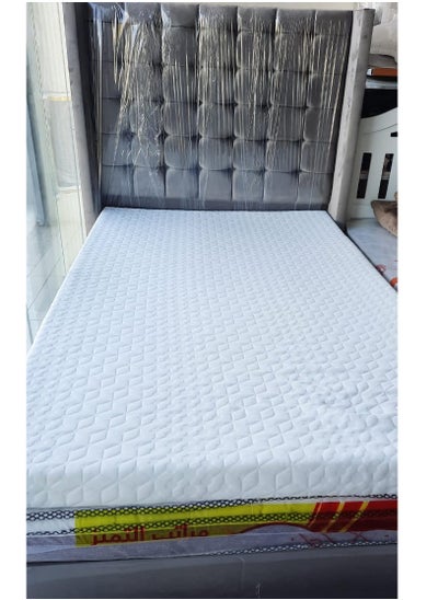 Buy Wooden bed, velvet fabric, size 120*200 in Saudi Arabia