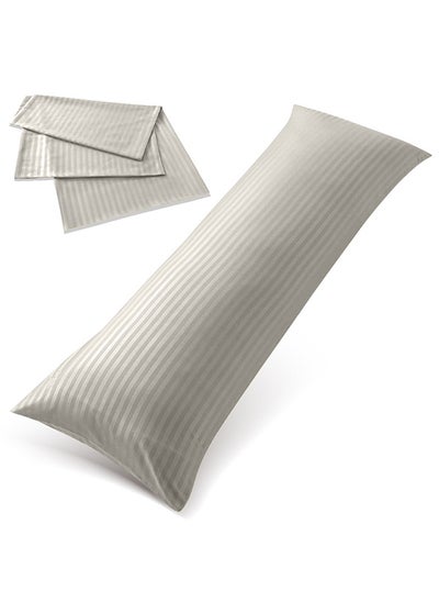 اشتري Hotel Linen Klub Long Body 1Pc Stripe Pillowcase - 100% Microfiber  with envelope closure, Soft and Durable Quality, Size : 45 x 125cm , Beige في الامارات