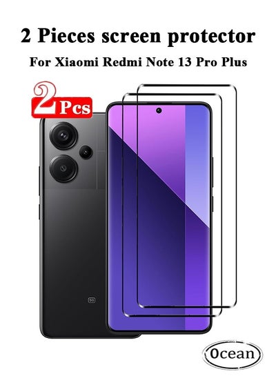 اشتري Xiaomi Redmi Note 13 Pro Plus Full Screen Protector Film 2 PCS, 9H Hardness Anti-Scratch Tempered Glass Film, Anti-Fingerprint Protective Film for Xiaomi Redmi Note 13 Pro Plus, Black/Clear في السعودية