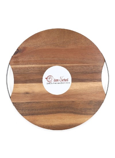 Buy Elegant Design Round Acacia Lazy Susan Rotating Tray Brown 3 x 35 x 35.4 cm AW19-X026-L in Saudi Arabia