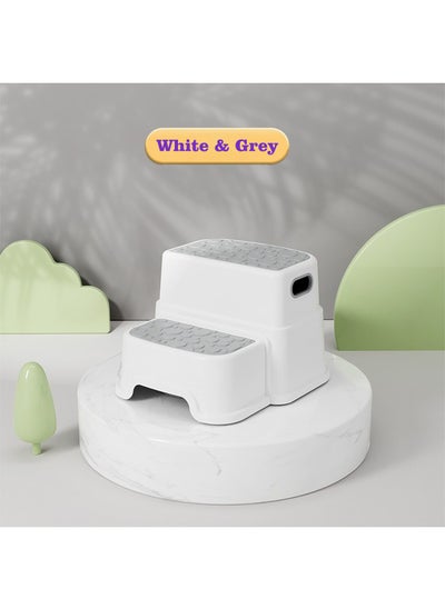 اشتري Toddler Step Stool for Bathroom Sink 2 Step Stool for Kids Toilet Potty Training Non-Slip Kid Plastic Stools with Handle في الامارات