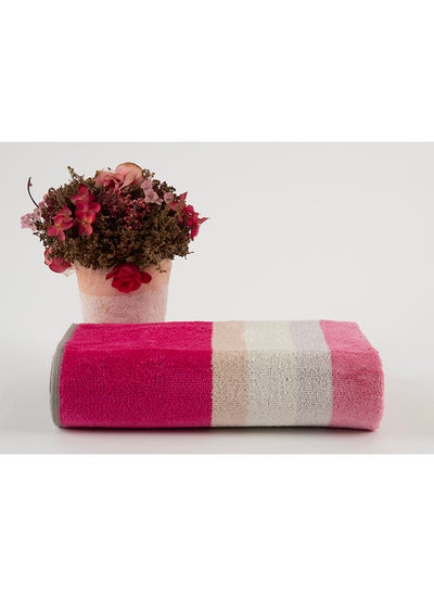 Buy Cross Stripe 500 Gsm 100% Cotton Terry -Cross Stripe Design1 Hand Towel 50X90 CmLuxury Touch Extra Absorbent-Pink in UAE