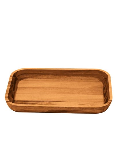 Buy 40x25cm Muiracatiara Wood Rectangular Barbecue Serving Dish with Varnish Finish in UAE