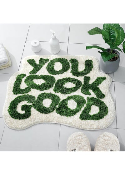 Buy Bathroom Rugs Bath Mat, Moisture-Resistant Rug, Non-Skid Bath Rug, Washing Machine-Friendly Rug, Water-Absorbent Mat, You Look Good Bath Mat For Indoor Shower Bathtub Decoration 25x21 Inch (Green) in Saudi Arabia