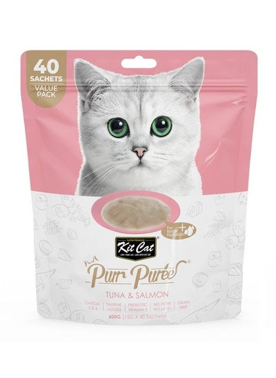 اشتري Purr Puree Tuna And Salmon 40 Sachets Value Pack Cat Treats 600G في الامارات