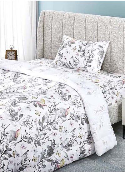 Buy Nasima Comforter and Pillowcase Set, Beige & White - 150x200 cm in UAE