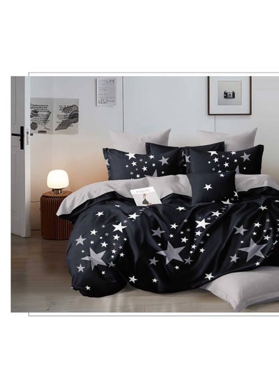 Buy King Size 6 Piece Duvet Cover Set Contemporary Leaf Print Bedding Sets, Smooth Cotton Material Modern Geometric Print in UAE