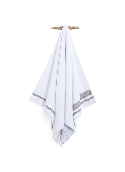 اشتري Matuok Bath Towel, White & Grey - 550 GSM, 70x140 cm في الامارات