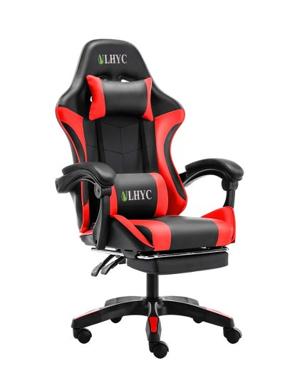 Buy Esports Gaming Chair, Adjustable Computer Chair, Computer Office, PU Leather, High Backrest, Lumbar Support, Comfortable Armrests, Headrest With Footrest, 360° Rotation, Black and Red in Saudi Arabia