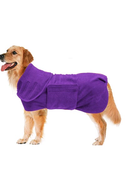 اشتري Dog Drying Coat Dry Fast Dog Bag Dog Bathrobe Towel Microfibre Fast Drying Super Absorbent Pet Dog Cat Bath Robe Towel Luxuriously Soft Purple L في السعودية