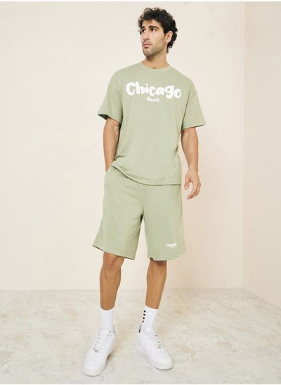 اشتري City Print Oversized Terry T-Shirt & Shorts Co-Ord Set في السعودية