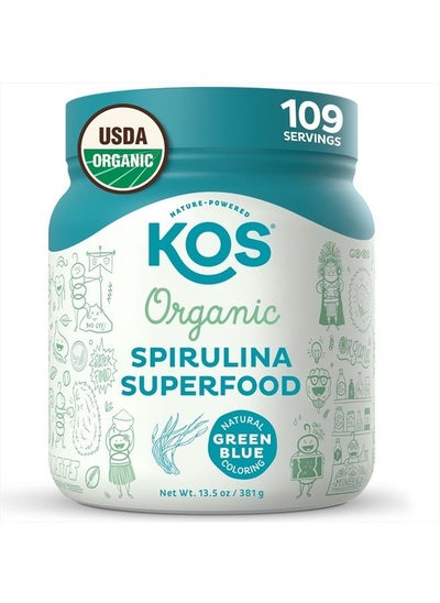 اشتري USDA Organic Spirulina Powder - 100% Pure, Non-Irradiated Green Blue Spirulina Superfood Powder, Plant Based - Rich in Protein, Vitamins, Antioxidants & Fiber - Natural Taste, 13.5oz, 109 Servings في الامارات