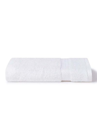 Buy Matrix White Hand Towel 500 GSM 100% Cotton Terry Zic Zac Border 50x100 cm Soft Feel Highly Absorbent Quick Dry in UAE