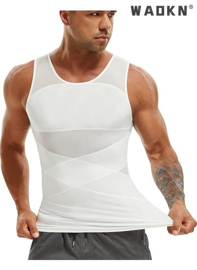 Buy Men Chest Compression Vest Body Shaper Sleeveless Posture Corrector Slimming Tummy Control Waist Trimmer Mesh Tops Compression Shirt for Men Slimming Undershirt Body Shaper Tank top Shapewear Vest in Saudi Arabia