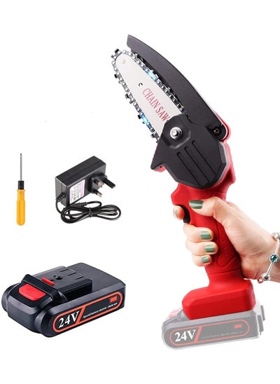 اشتري Upgraded Mini Chainsaw, 4 inch Cordless Electric Chainsaw with 24V Rechargeable Battery في الامارات