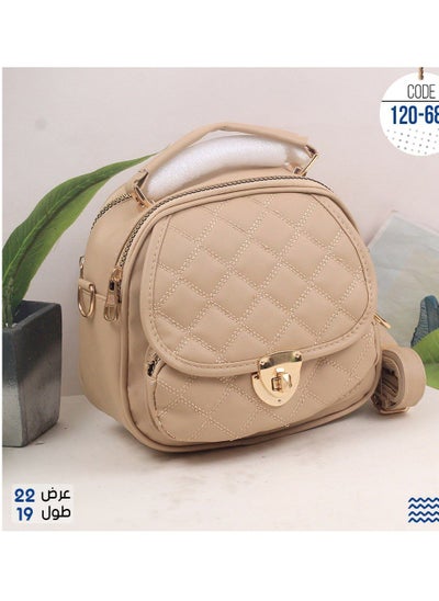 Buy Women's handbag, beige leather, size 22 * ​​19 in Egypt