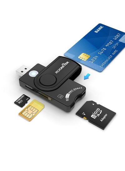 اشتري ROCKETEK CR310 USB 2.0 + TF Card + SD Card + SIM Card + Smart Card Multi-function Card Reader في السعودية