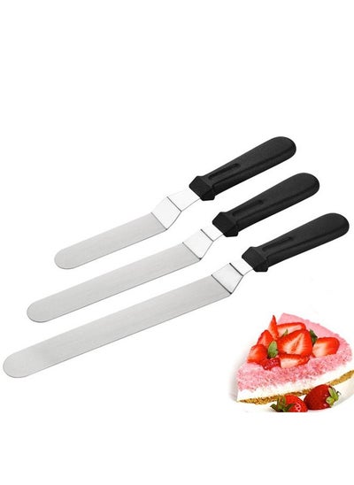 Buy 3-piece Stainless Steel Cake Baking Pastry Spatula Scraper Butter Tools in UAE