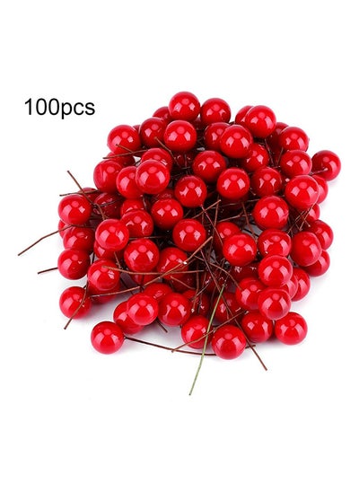 Buy 100PCS Artificial Red Holly Berry for DIY Crafts Christmas Tree Decoration Holiday Wreath Ornaments Home Decoration in Egypt