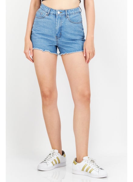 Buy Women Washed Denim Shorts, Blue in UAE