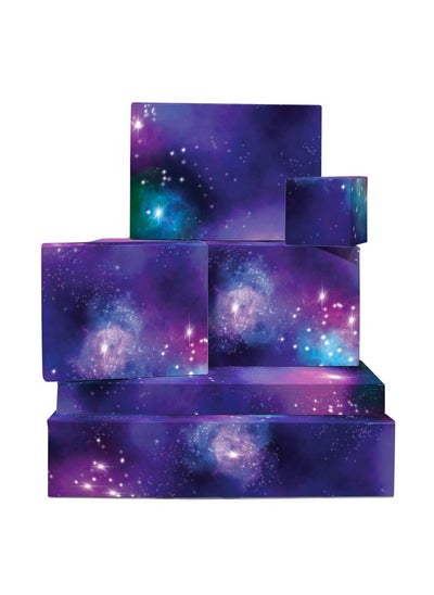 Buy Space Wrapping Paper 6 Sheets Of Gift Wrap And Tags Blue Purple Galaxy Dreamy Fun Birthday Wrapping Paper For Men Women Adult Kids Boys Girls Recyclable in Saudi Arabia