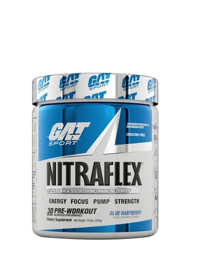 Buy Gat Nitraflex Pre Workout, Improve Energy and Mental Focus, Blue Raspberry Flavor, 30 Servings in UAE