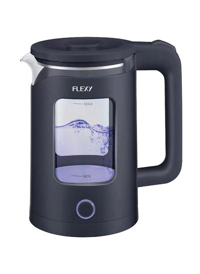 اشتري FLEXY® 1.5L 1360W Electric Kettle Glass Water Boiler | Double Crystal Walls, Auto Shut-Off | Instant Water Heater Tea Maker | Boil-Dry Protection, 360° Swivel Base | Cool Handle في السعودية