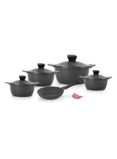 Buy 11Pieces Wave Granite Cookware Set Wave pot 18 - 20 - 24 - 28 - frying pan 26 + 2 pot holder-Grey in Egypt