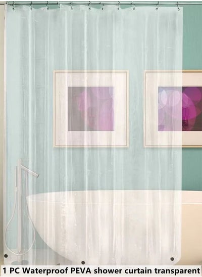 اشتري 1-Piece Waterproof PEVA Shower Curtains Transparent 180 x 180 Centimeter في الامارات