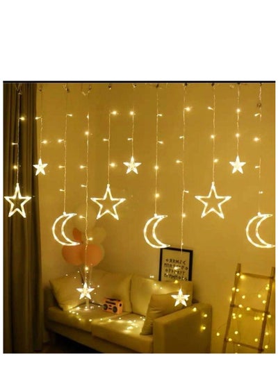 Buy Ramadan Led string lights stars shaped and moon curtain decorative lights holiday decoration 3 meter in Egypt