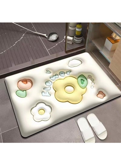 Buy 3D Flower Bathroom Mat Shower Entrance Carpet Bathmat Rug Absorbent Floor Quick Dry Non-Slip Mat in UAE