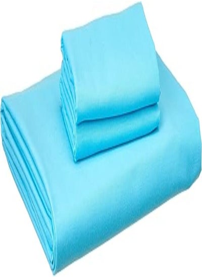 Buy Nice home flat bed sheet set - 2 pillow cases and 1 bed sheet - size 200x200cm turquoise in Egypt