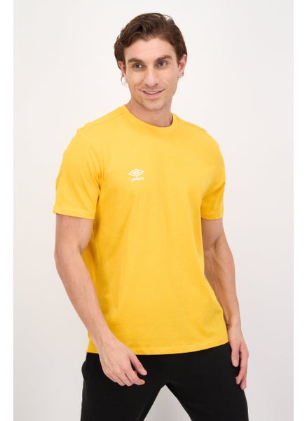 Buy Men Sportswear Fit Short Sleeves Outdoors T-Shirt, Yellow in Saudi Arabia