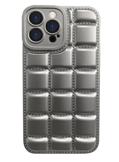 Buy Luxury Plating Chocolate Block Pattern Case For Iphone 14 Pro, Shockproof Phone Back Cover For iPhone 14 Pro - Silver in Egypt