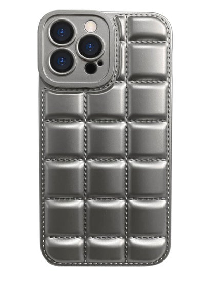 اشتري Luxury Plating Chocolate Block Pattern Case For Iphone 14 Pro, Shockproof Phone Back Cover For iPhone 14 Pro - Silver في مصر