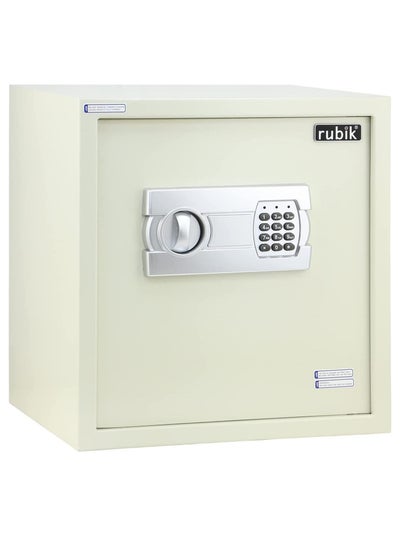 اشتري Safe Box Digital Lock with Key Large Capacity, Suitable for Home Office, Protects Cash Money Documents (RB-40EGX, 40x38x30cm) Off White في الامارات