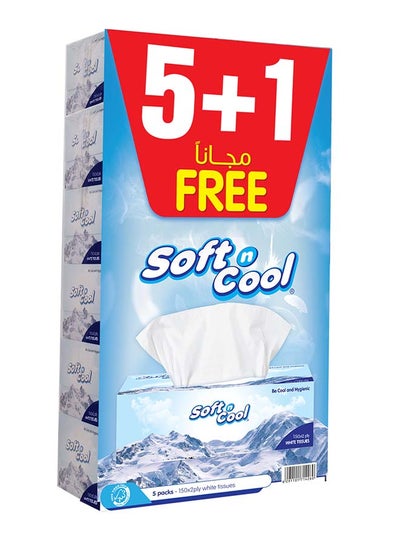 Buy Soft n Cool Highly Absorbent Sterilized Soft & Strong Facial Tissue 150 Sheets 5 Box + 1 Box FREE in UAE