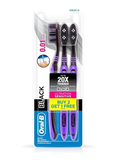 Buy Oral-B Ultrathin Sensitive Black Manual Toothbrush Extra Soft – (Buy 2 Get 1 Free) – Multi-Colored in Egypt