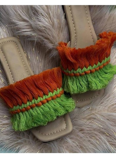Buy Women's flat slippers, red*green size 40 in Egypt